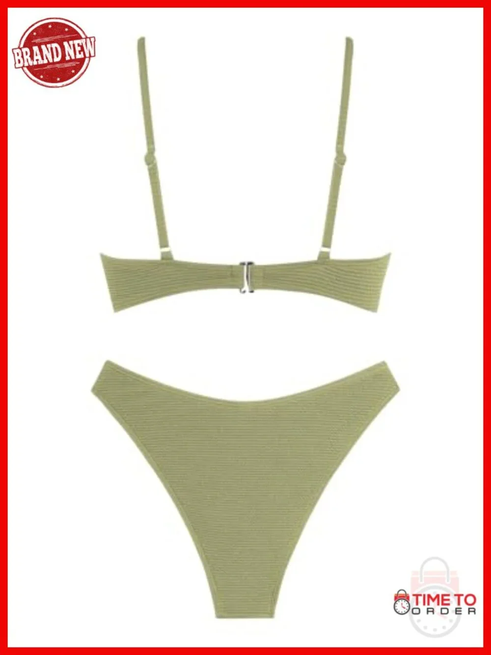 Sexy Triangle Bikini Set O Ring Linked Two Piece Swimsuits Textured Ruched